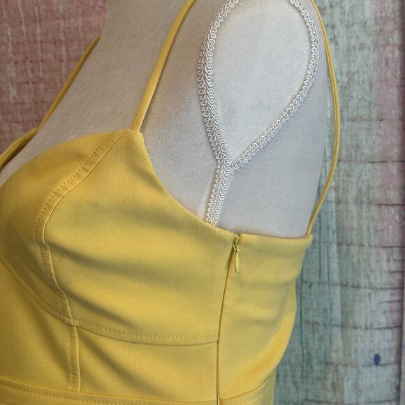 LIKELY Sz 8 Lillie Flounced Bustier Yellow Sweetheart Neckline Mini A-line Dress - Picture 6 of 8